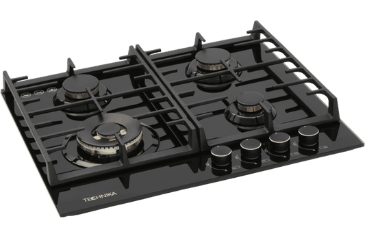 Technika 60cm Gas on Glass Black Cooktop TGC6GBK
