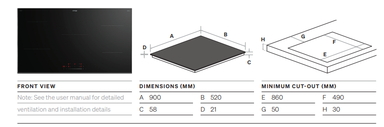 Omega 90cm Induction Cooktop OCI905TZ- Complete Installation Package