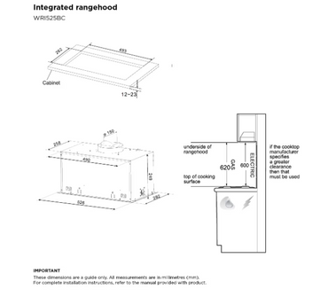 Westinghouse 52cm Undermount Rangehood WRI525BC