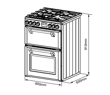 Belling Mini Richmond 60cm Dual Fuel Cooker Chilli Red BMR60DODFCHR