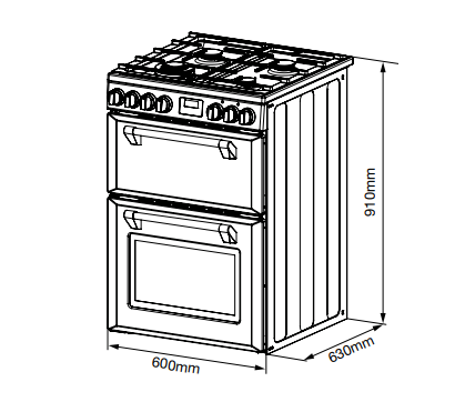 Belling Mini Richmond 60cm Dual Fuel Cooker Chilli Red BMR60DODFCHR