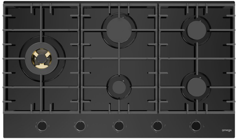 Omega 90cm Gas on Ceramic Glass Cooktop OCGG905WB