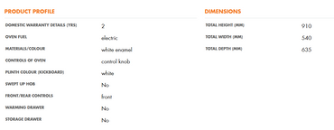 Chef 54cm Electric Upright Cooker Ergo CFE532WB