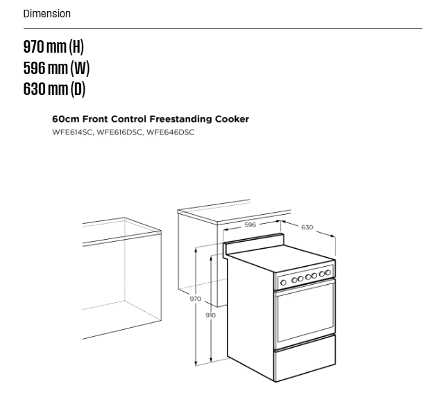 Westinghouse 60cm freestanding cooker with AirFry WFE616DSC