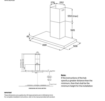 Westinghouse 90cm Canopy Rangehood WRC924DSD