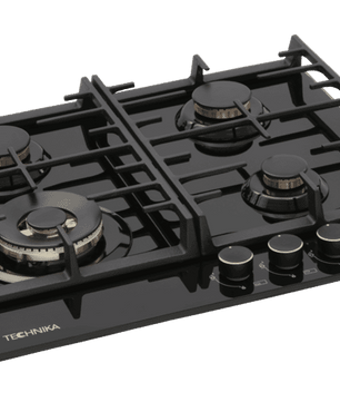 Technika 60cm Gas on Glass Black Cooktop TGC6GBK