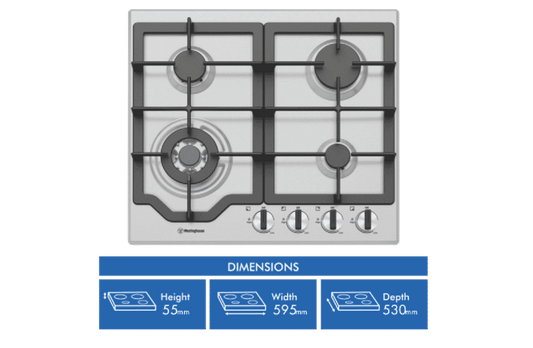 Westinghouse 60cm Gas Cooktop - Stainless Steel WHG644SC