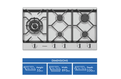 Westinghouse 90cm S/S Gas Cooktop WHG958SC