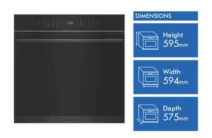 Technika 60cm 17 Function Pyrolytic Built-in Oven with Steam Bake, Air Fry & Pizza Pro TPO6017APB