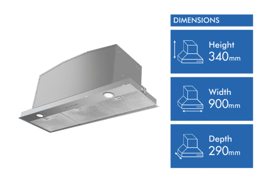 Smeg 90cm Undermount Rangehood Stainless Steel SHU971X
