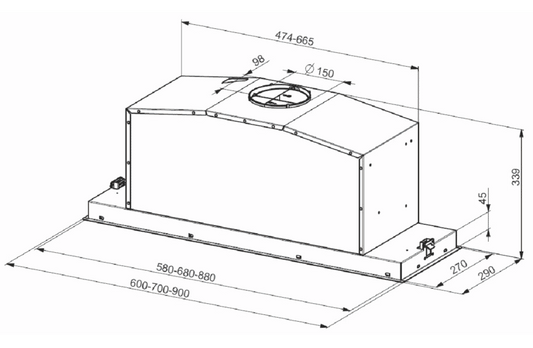 Smeg 60cm Undermount Rangehood Stainless Steel SHU671X