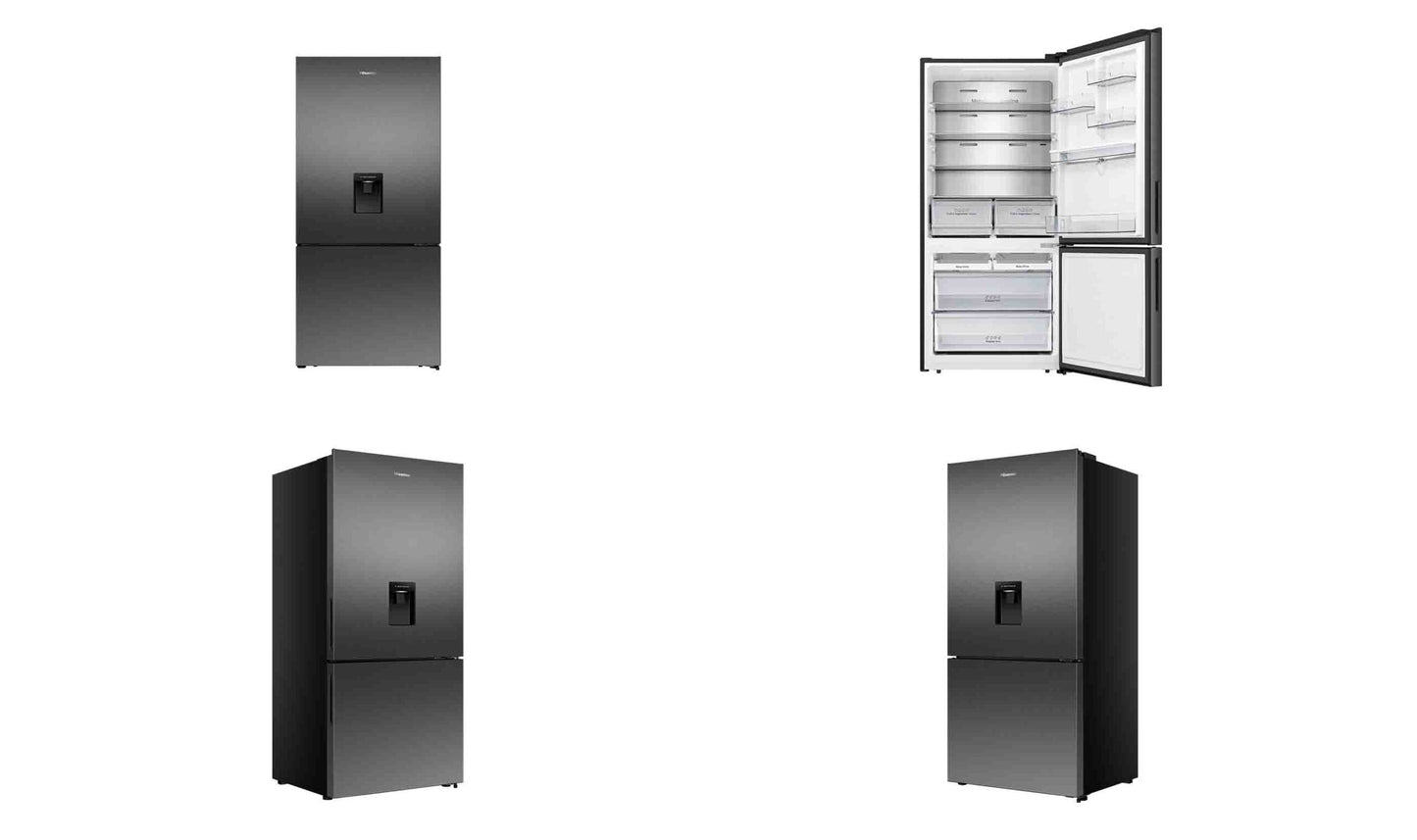 Hisense 500L Bottom Mount Refrigerator Dark Steel HRBM500TBW