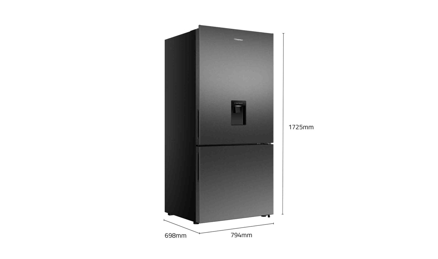 Hisense 500L Bottom Mount Refrigerator Dark Steel HRBM500TBW