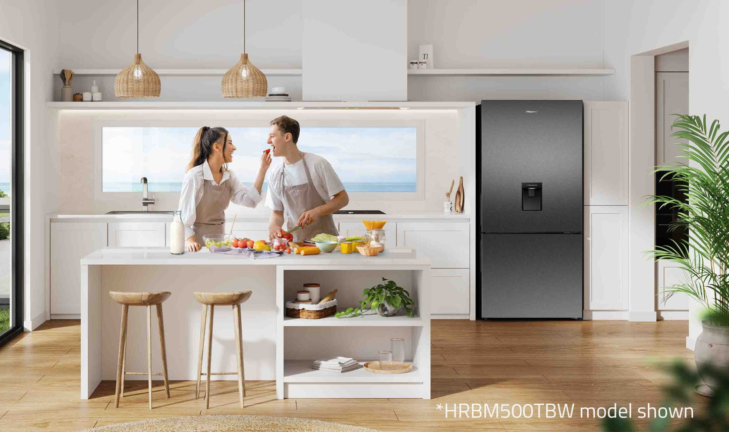 Hisense 500L Bottom Mount Refrigerator Dark Steel HRBM500TBW
