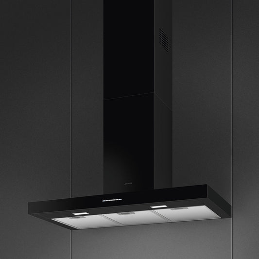 Smeg 90cm Black Canopy Rangehood KBTAU900NE