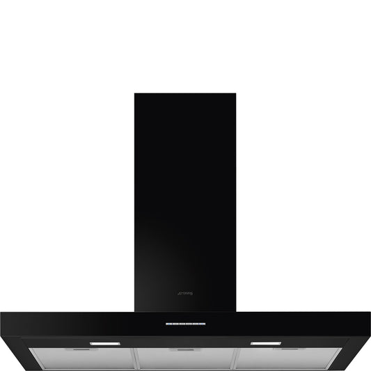 Smeg 90cm Black Canopy Rangehood KBTAU900NE