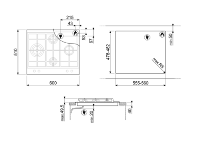 Smeg 60cm Classic Gas Cooktop PX364LAU