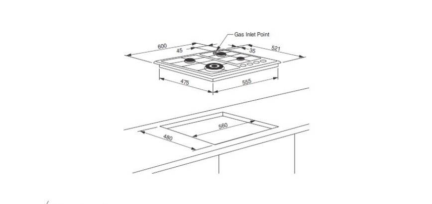 Technika 60cm Gas on Glass Black Cooktop TGC6GBK