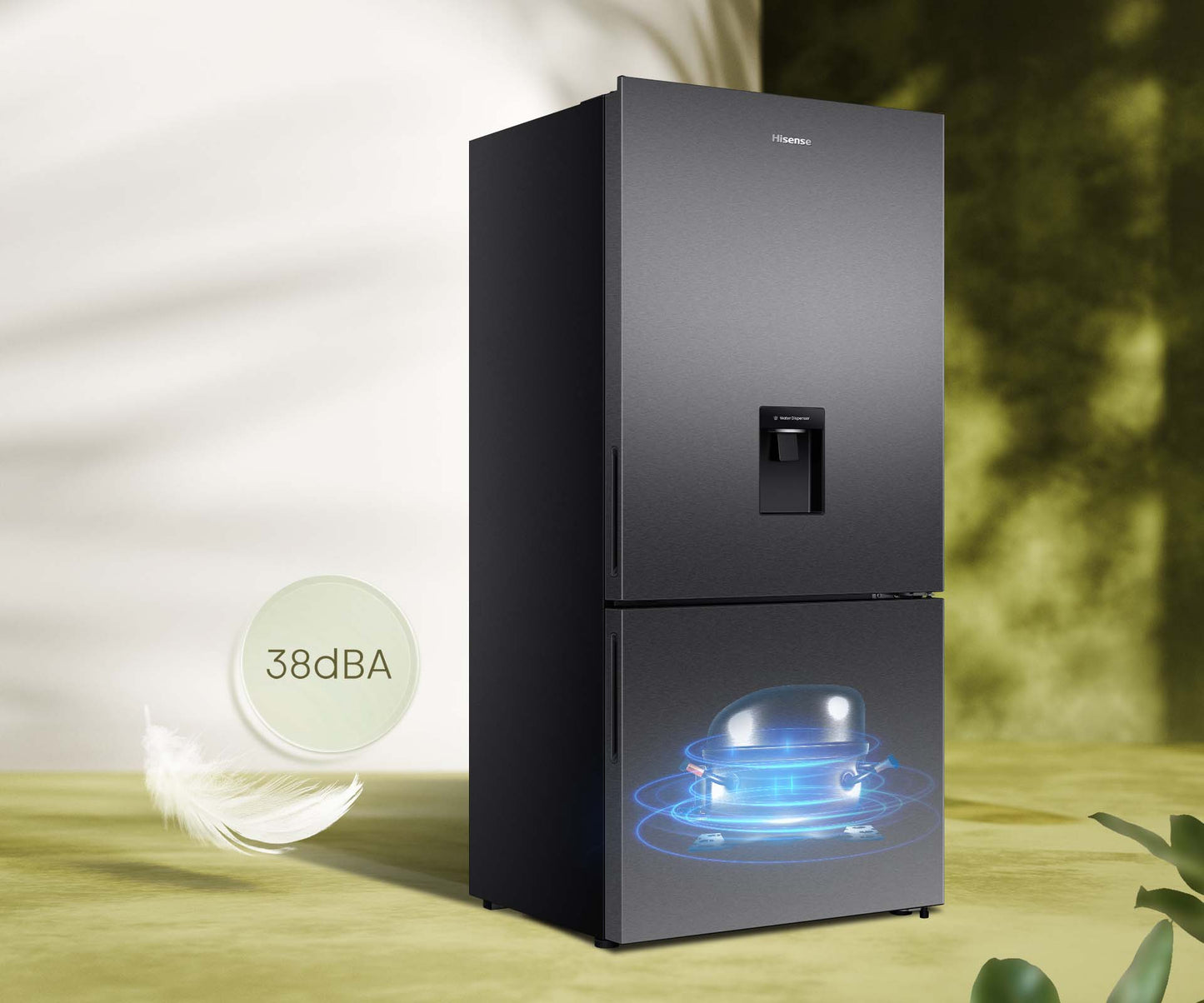 Hisense 500L Bottom Mount Refrigerator Dark Steel HRBM500TBW